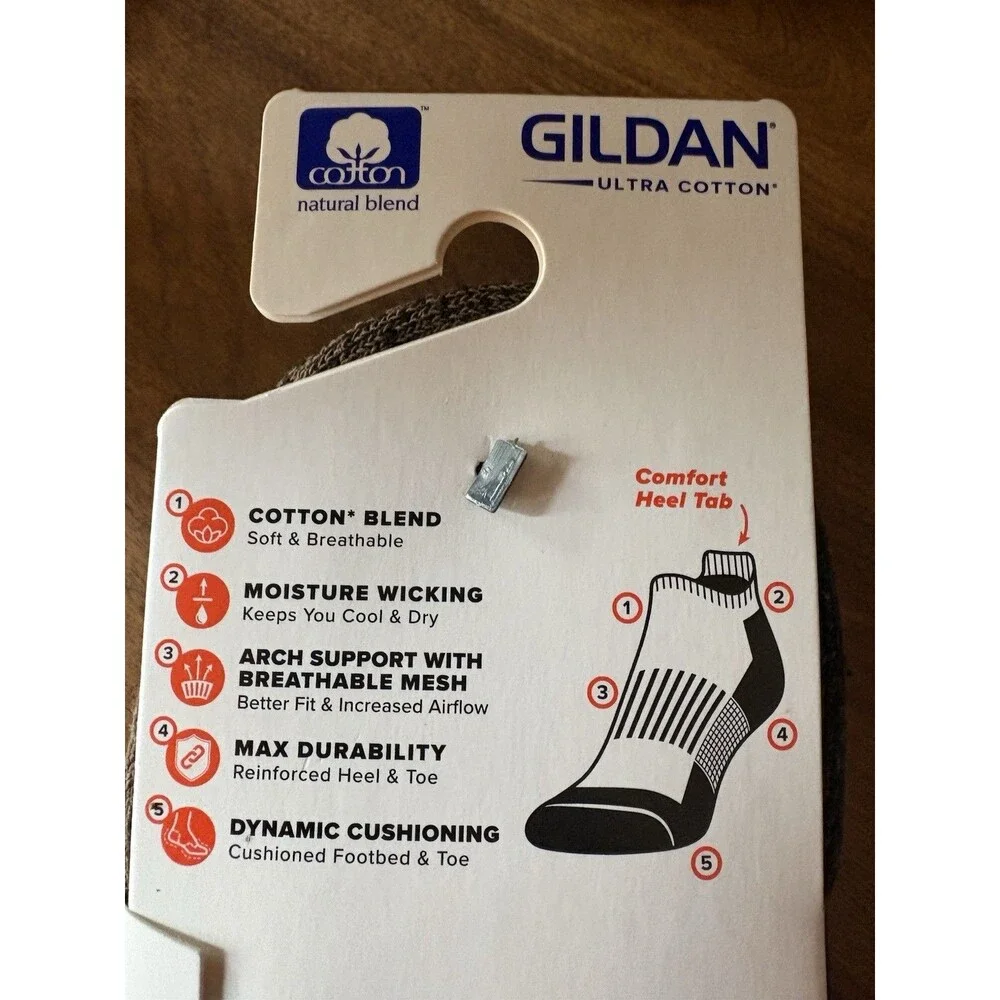 Gildan Men’s Ultra Cotton Short No Show Tab Socks Assorted 3pk Size 6-12